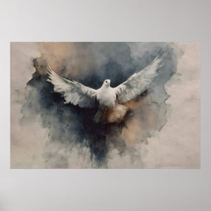 Holy Spirit Dove Pentecost Watercolor Art Poster