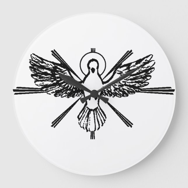 Holy Spirit Dove Religious Confirmation and Peace  Large Clock (Front)