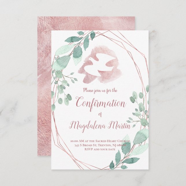 Holy Spirit foliage frame confirmation Invitation (Front/Back)