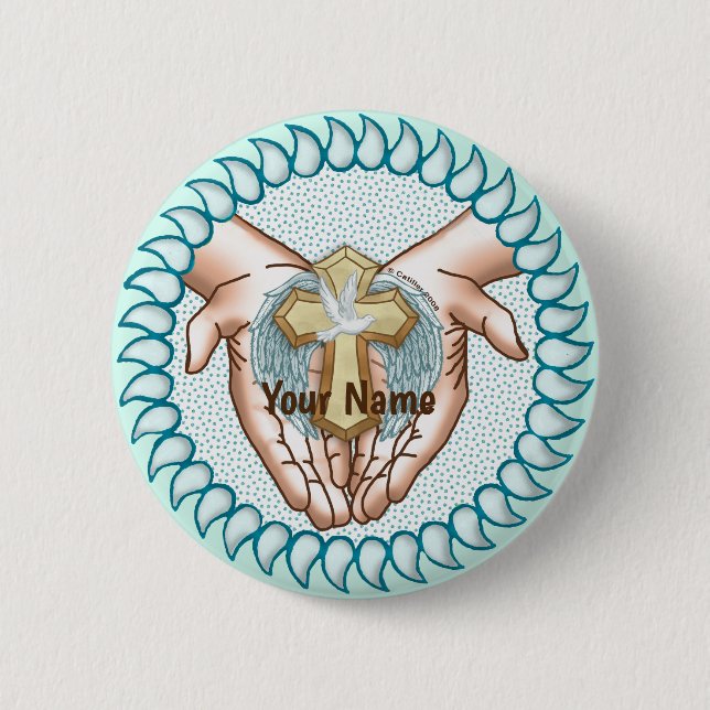 Holy Spirit Hands   2 Inch Round Button (Front)