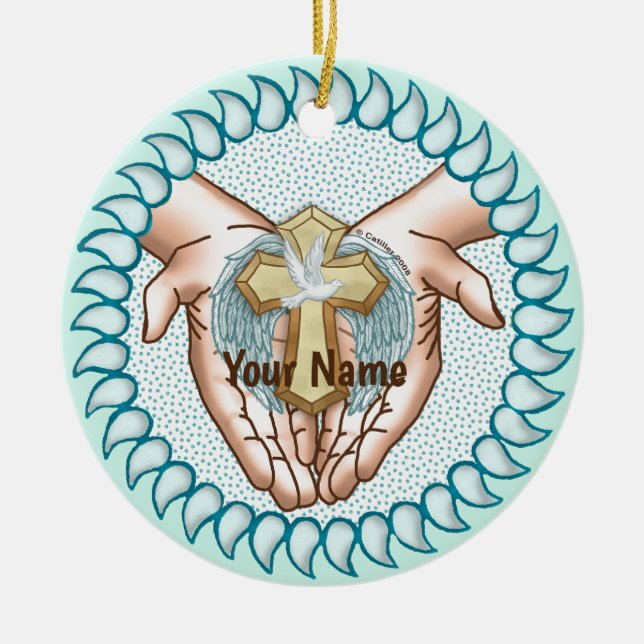 Holy Spirit Hands  Ceramic Ornament (Front)