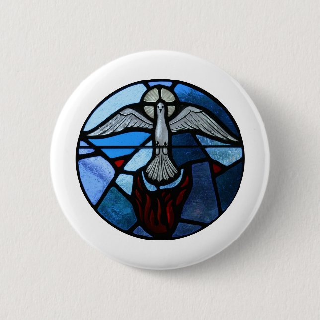 Holy Spirit Stained Glass Art 2 Inch Round Button (Front)