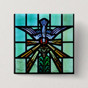 Holy Spirit Stained Glass Art 2 Inch Square Button