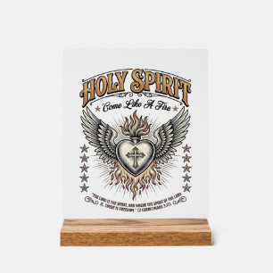 Holy Spirit Vintage Engraving Winged Heart Shirt_1 Acrylic Sign