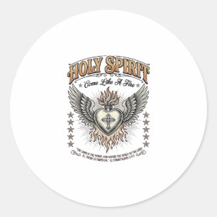 Holy Spirit Vintage Engraving Winged Heart Shirt_1 Classic Round Sticker
