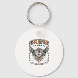 Holy Spirit Vintage Engraving Winged Heart Shirt_1 Keychain