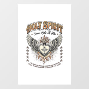 Holy Spirit Vintage Engraving Winged Heart Shirt_1 Window Cling