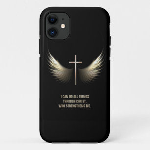 Holy Spirit Wings and Christian Cross Personalized iPhone 11 Case