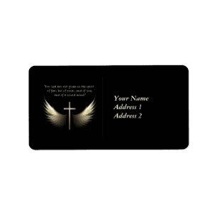 Holy Spirit Wings with Cross and Scripture Verse Label