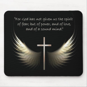 Holy Spirit Wings with Cross and Scripture Verse Mouse Pad
