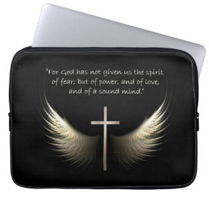 Holy Spirit with Christian Cross and Scripture Laptop Sleeve