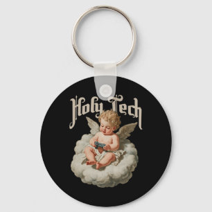 Holy Tech Gamer Angel Funny Cherob Ba  Keychain