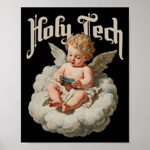 Holy Tech Gamer Angel Funny Cherob Ba Poster