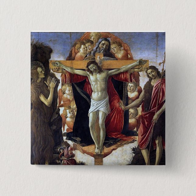 Holy Trinity - Botticelli 2 Inch Square Button (Front)