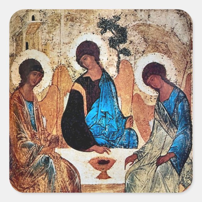 Holy Trinity by Andrei Rublev Square Sticker (Front)