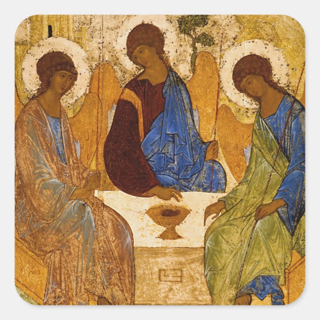 Holy Trinity by Andrey Rublev Square Sticker (Front)