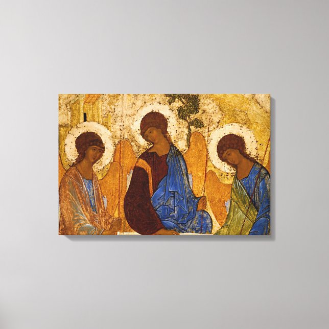Holy Trinity Icon by Rublev Orthodox Byzantine Art Canvas Print (Front)