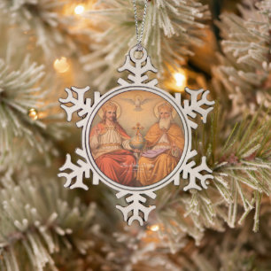 Holy Trinity Snowflake Pewter Christmas Ornament