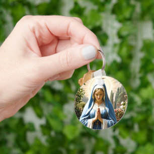 Holy Virgin Mary Praying at Garden #2 Keychain
