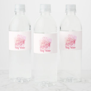 Holy Water Pink Floral Virgin Mary Jesus Custom Bottle Label