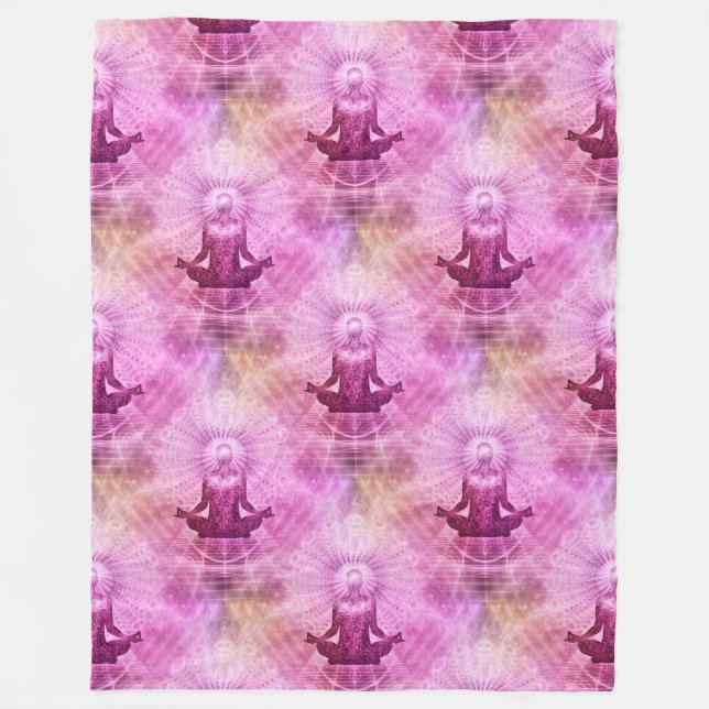 Holy Yoga Lotus Meditation - Seamless Pattern 1 Fleece Blanket (Front)