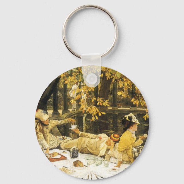 Holyday, the Picnic by James Tissot, Victorian Art Keychain (Front)
