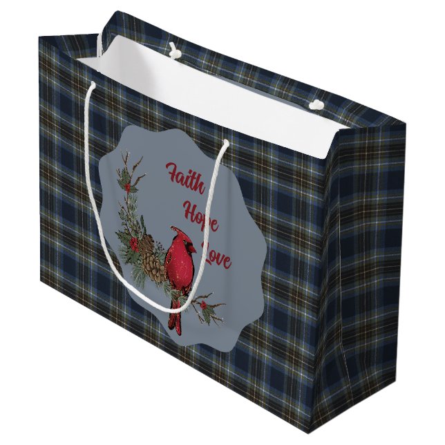 Holyrood Scottish Clan Tartan  Cardinal Large Gift Bag (Front Angled)
