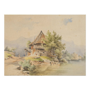 Holzhütte am See – Carl Lafite Poster