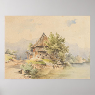 Holzhütte am See – Carl Lafite Poster