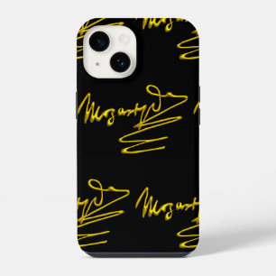HOMAGE TO MOZART 3D Gold Signature Composer Black  iPhone 14 Case