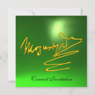 HOMAGE TO MOZART 3D Gold Signature Green Concert Invitation