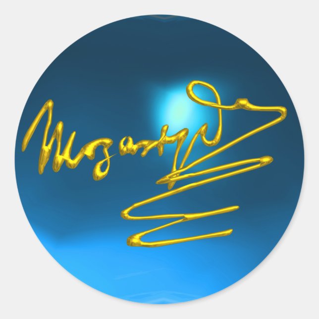 HOMAGE TO MOZART,blue sapphire Classic Round Sticker (Front)