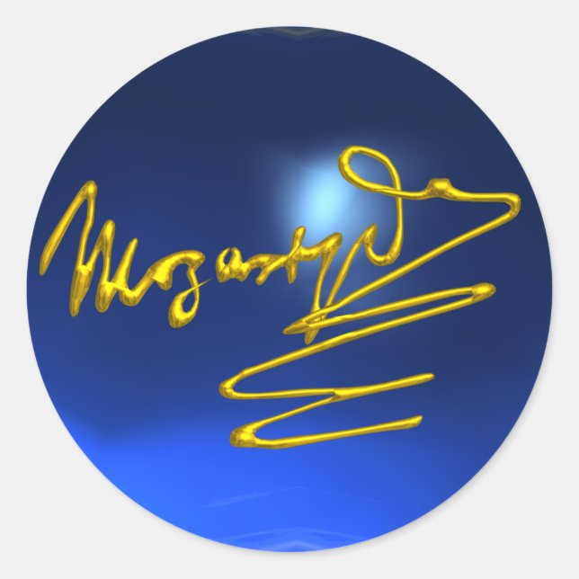 HOMAGE TO MOZART,blue sapphire Classic Round Sticker (Front)