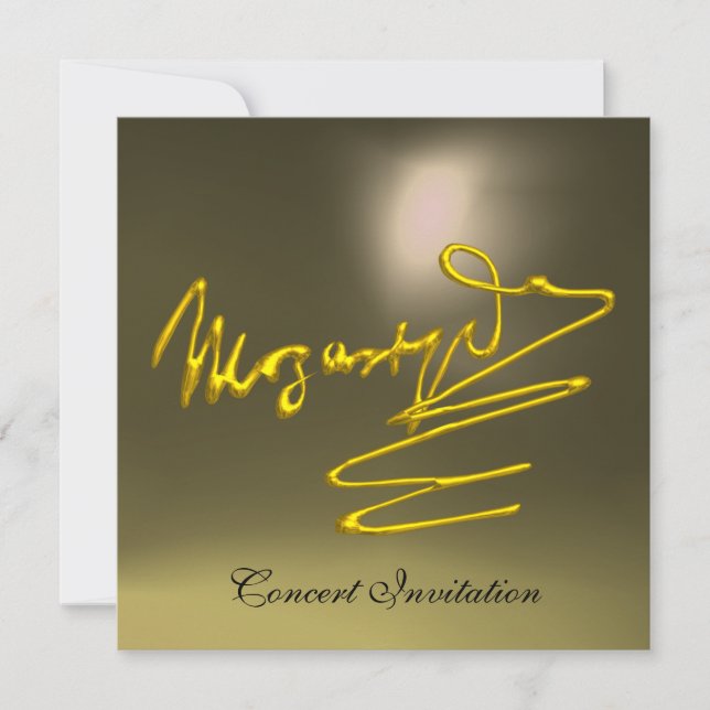 HOMAGE TO MOZART, GOLD  GREY CONCERT INVITATION (Front)