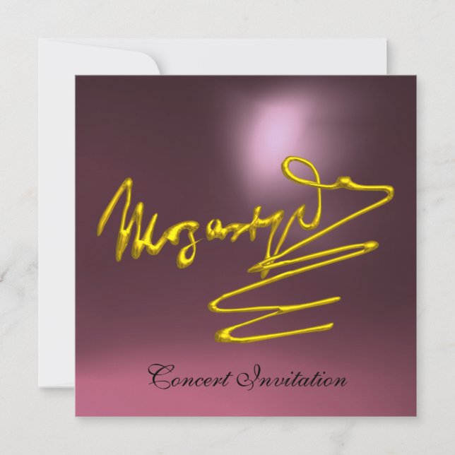 HOMAGE TO MOZART, GOLD  PINK PURPLE CONCERT INVITATION (Front)