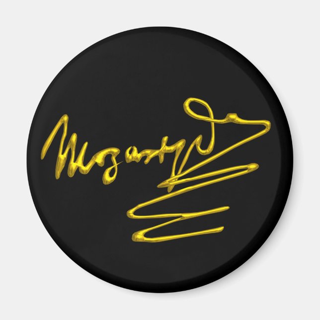 HOMAGE TO MOZART Gold Signature Of Composer Black Magnet (Front)