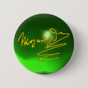 HOMAGE TO MOZART Gold Signature of Composer Green 2 Inch Round Button