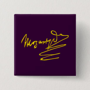 HOMAGE TO MOZART Gold Signature Of Composer Purple 2 Inch Square Button