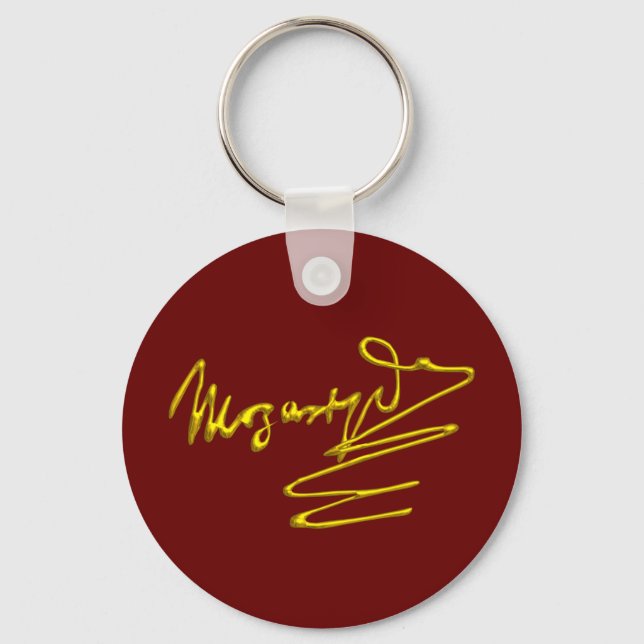 HOMAGE TO MOZART Gold Signature Of Composer Red Keychain (Front)
