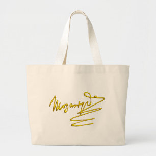 HOMAGE TO MOZART Gold Signature Of Composer White Large Tote Bag
