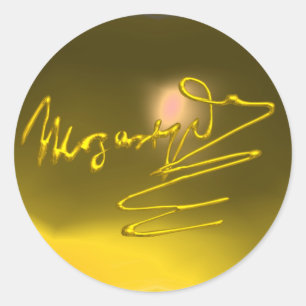 HOMAGE TO MOZART/ Gold Signature,yellow topaz Gem Classic Round Sticker