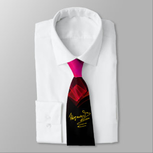 HOMAGE TO MOZART, /Pink Fuchsia Red Fractal Swirls Tie