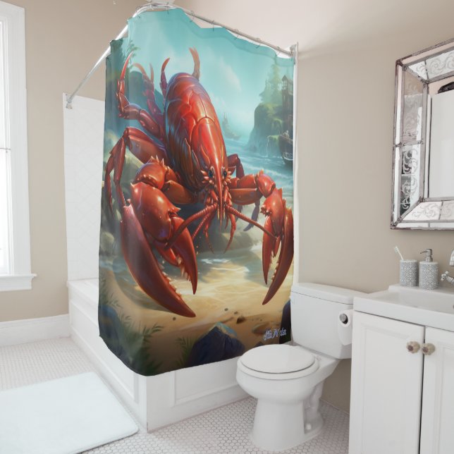 homard avec bateau Douche rideau (En situation)