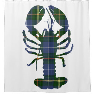 Homard bleu de rideau en douche de tartan de la