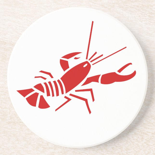 Homard de rouge de dessous de verre de grès (Devant)