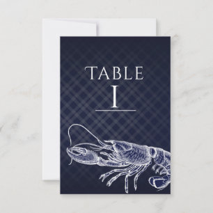 Homard vintage Marine Bleu Élégant Numéro de table
