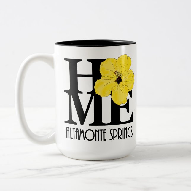 HOME Altamonte Springs Yellow Hibiscus 15oz Two-Tone Coffee Mug (Left)