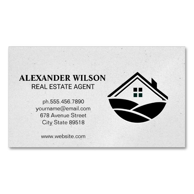 Home and Hills Icon Magnetic Business Card (Front)