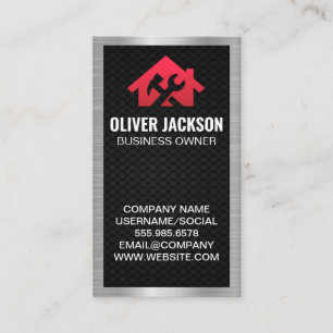 Home and Tools Logo   Silver Border Business Card
