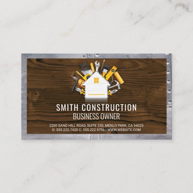 Home and Tools | Wood and Metal Rivets Business Card (Front)